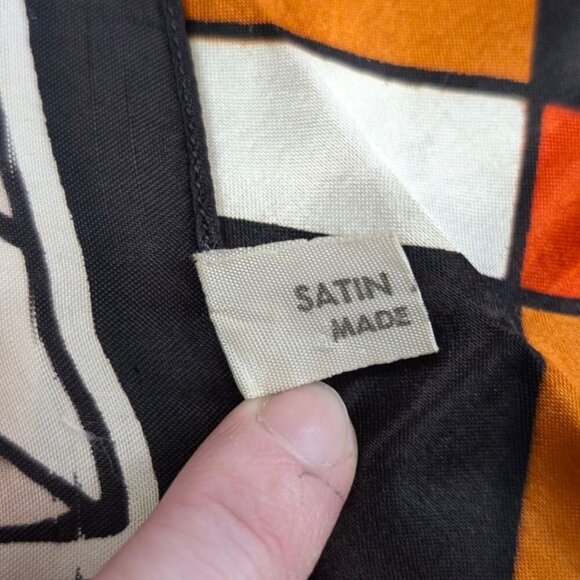 V. Red-Orange Satin Acetate Scarf - Picture 5 of 7